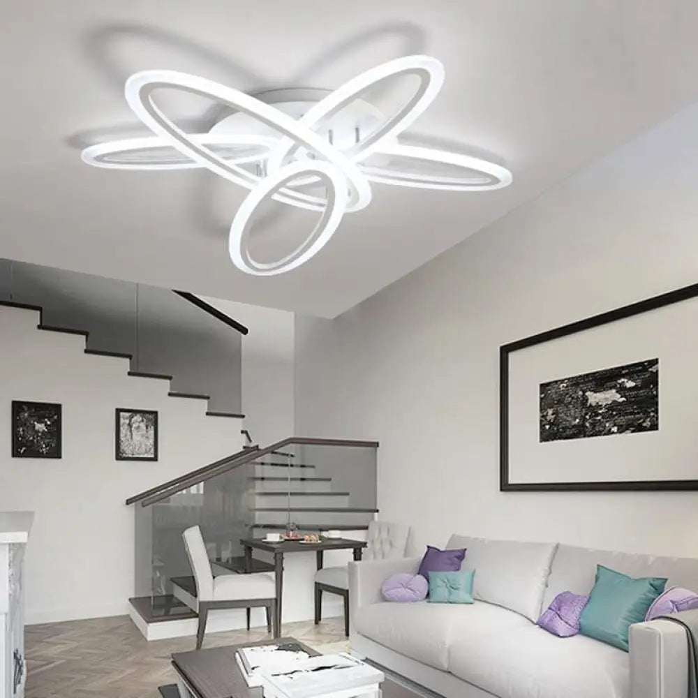 DecorBites™ DecorBites™ Sleek Acrylic Semi Flush Ceiling Light - Oval Shape, 31.5"/47" Width, 3/5 Bulb Options, Warm/White Light