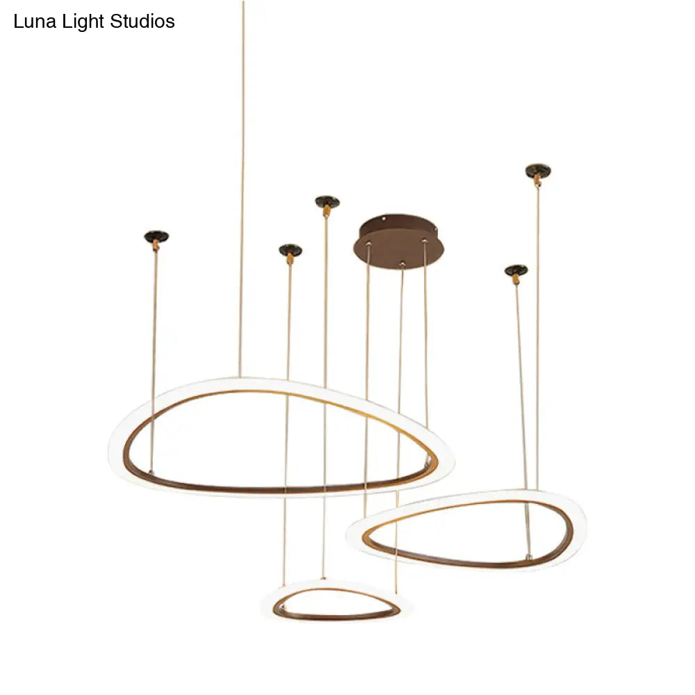 Sleek Acrylic Tiered Ceiling Chandelier - 3/4 Heads - Elegant Brown Pendant Light Fixture in White/Warm/Natural Light