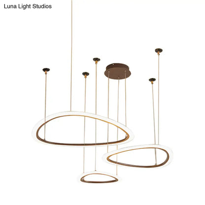 Sleek Acrylic Tiered Ceiling Chandelier - 3/4 Heads - Elegant Brown Pendant Light Fixture in White/Warm/Natural Light