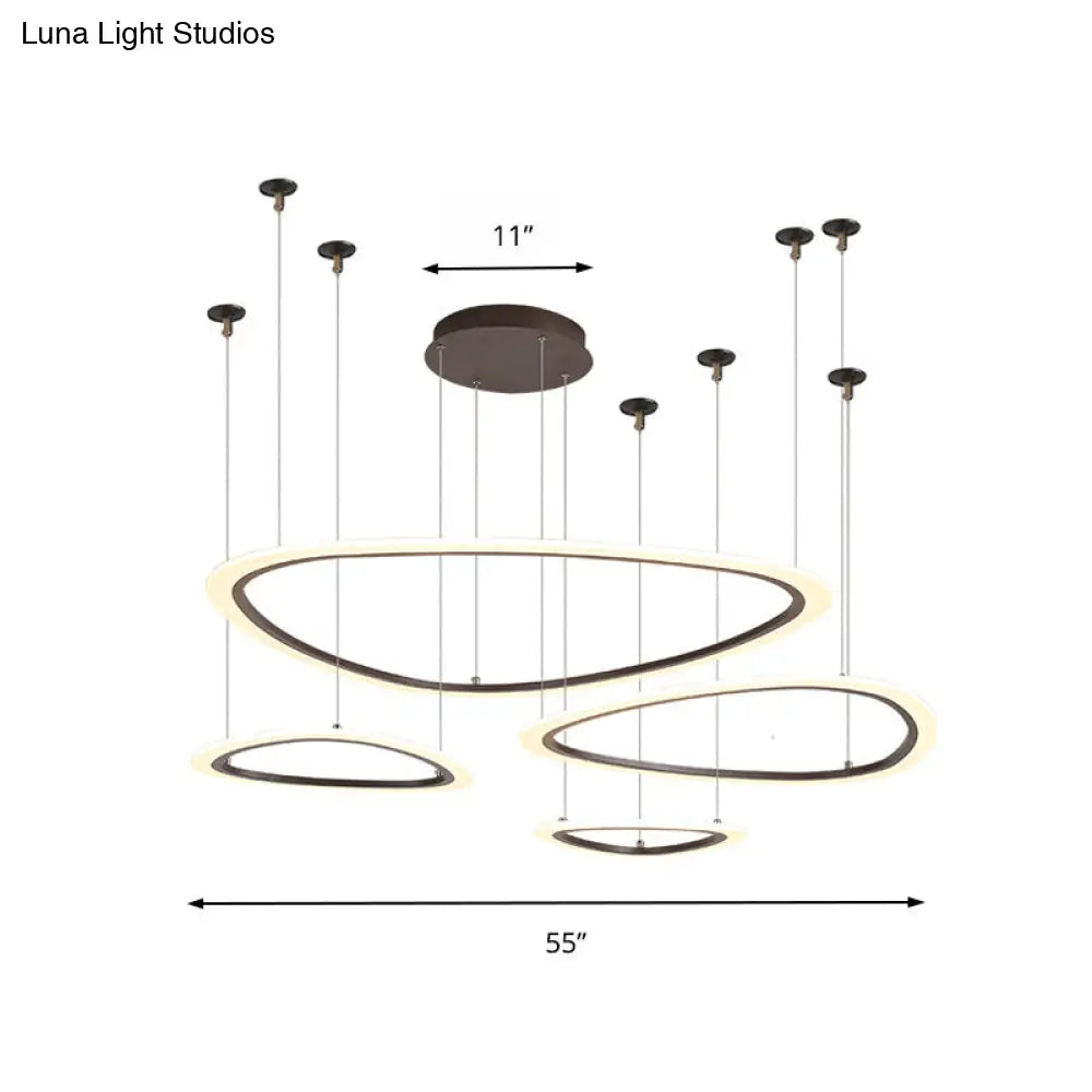 Sleek Acrylic Tiered Ceiling Chandelier - 3/4 Heads - Elegant Brown Pendant Light Fixture in White/Warm/Natural Light