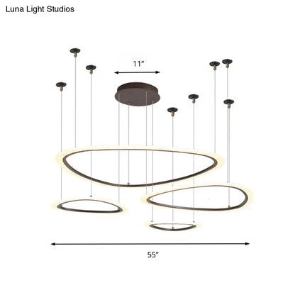 Sleek Acrylic Tiered Ceiling Chandelier - 3/4 Heads - Elegant Brown Pendant Light Fixture in White/Warm/Natural Light