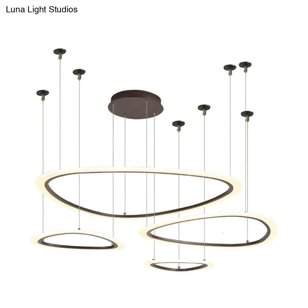 Sleek Acrylic Tiered Ceiling Chandelier - 3/4 Heads - Elegant Brown Pendant Light Fixture in White/Warm/Natural Light