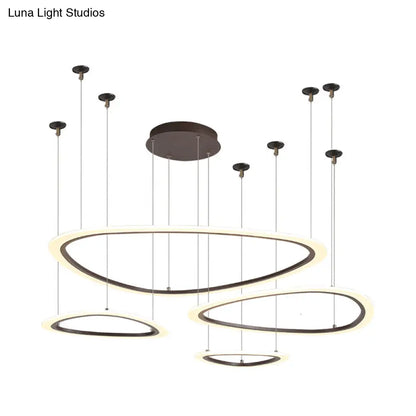 Sleek Acrylic Tiered Ceiling Chandelier - 3/4 Heads - Elegant Brown Pendant Light Fixture in White/Warm/Natural Light