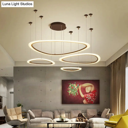Sleek Acrylic Tiered Ceiling Chandelier - 3/4 Heads - Elegant Brown Pendant Light Fixture in White/Warm/Natural Light