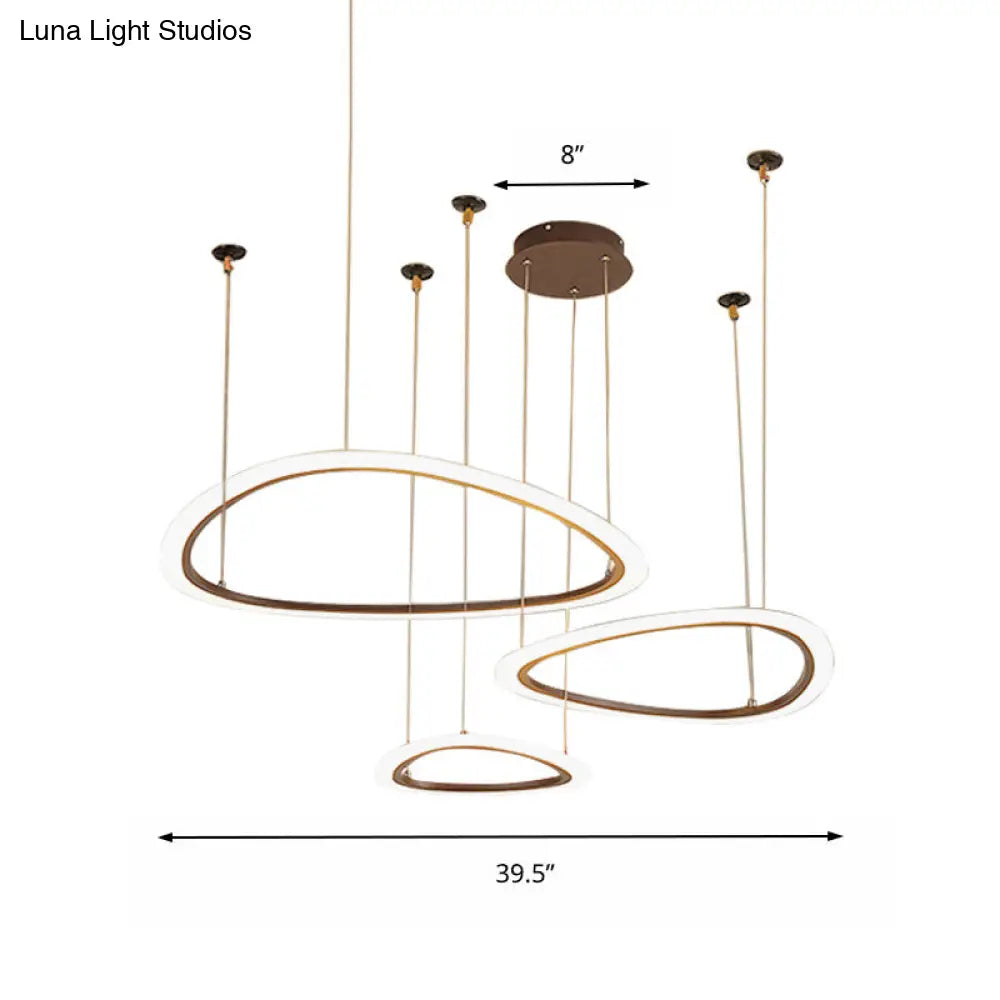 Sleek Acrylic Tiered Ceiling Chandelier - 3/4 Heads - Elegant Brown Pendant Light Fixture in White/Warm/Natural Light