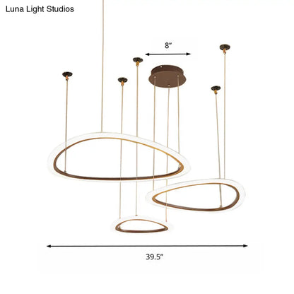 Sleek Acrylic Tiered Ceiling Chandelier - 3/4 Heads - Elegant Brown Pendant Light Fixture in White/Warm/Natural Light