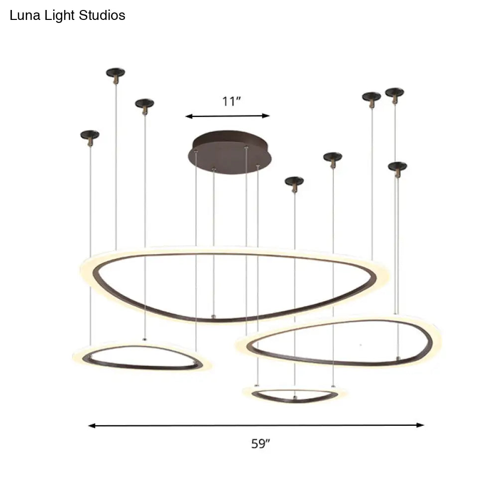 Sleek Acrylic Tiered Ceiling Chandelier - 3/4 Heads - Elegant Brown Pendant Light Fixture in White/Warm/Natural Light