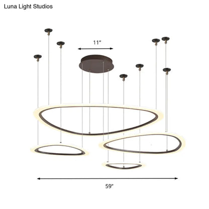 Sleek Acrylic Tiered Ceiling Chandelier - 3/4 Heads - Elegant Brown Pendant Light Fixture in White/Warm/Natural Light