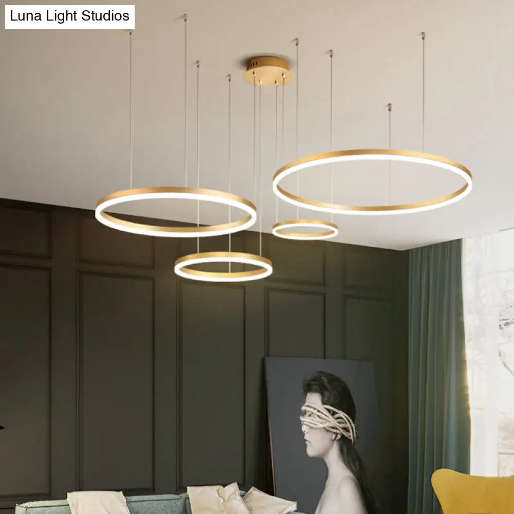 Sleek Aluminum LED Pendant Lamp: Stylish LED Chandelier for Living Room