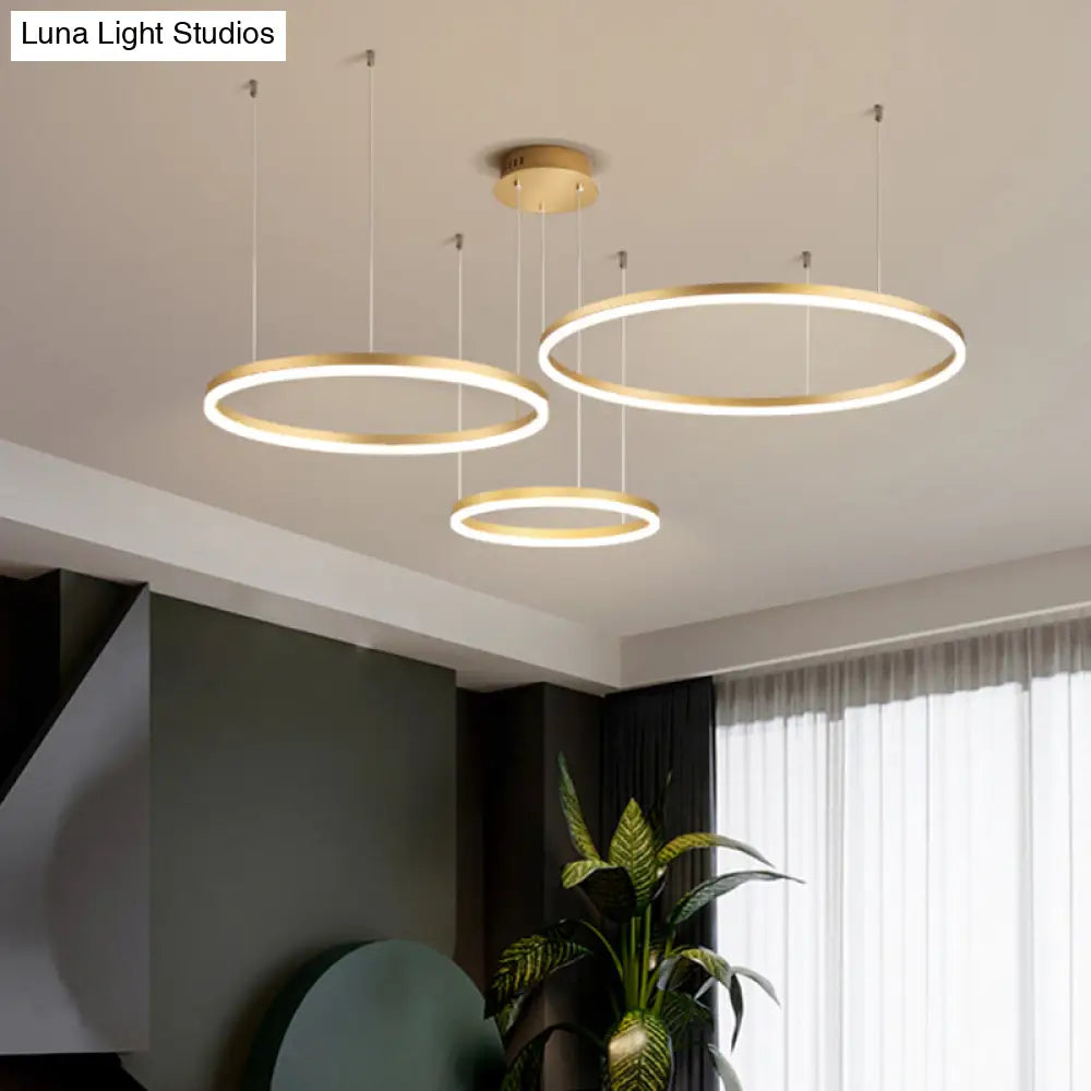 Sleek Aluminum LED Pendant Lamp: Stylish LED Chandelier for Living Room