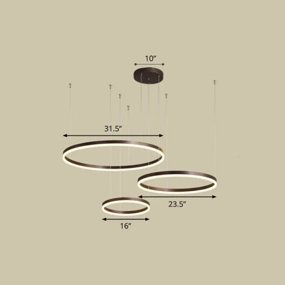 Sleek Aluminum LED Pendant Lamp: Stylish LED Chandelier for Living Room