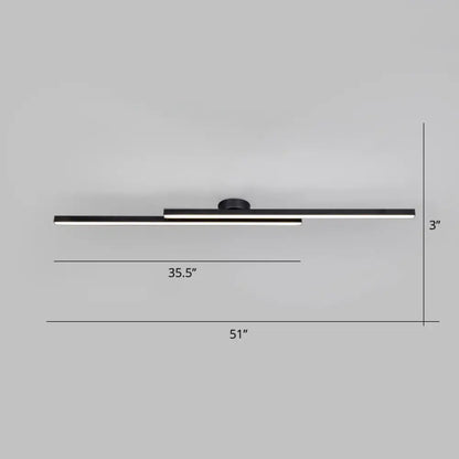 DecorBites™ DecorBites™ Sleek Aluminum Line Art Semi Mount LED Ceiling Light - Minimalist Metal Flush Fixture for Bedroom