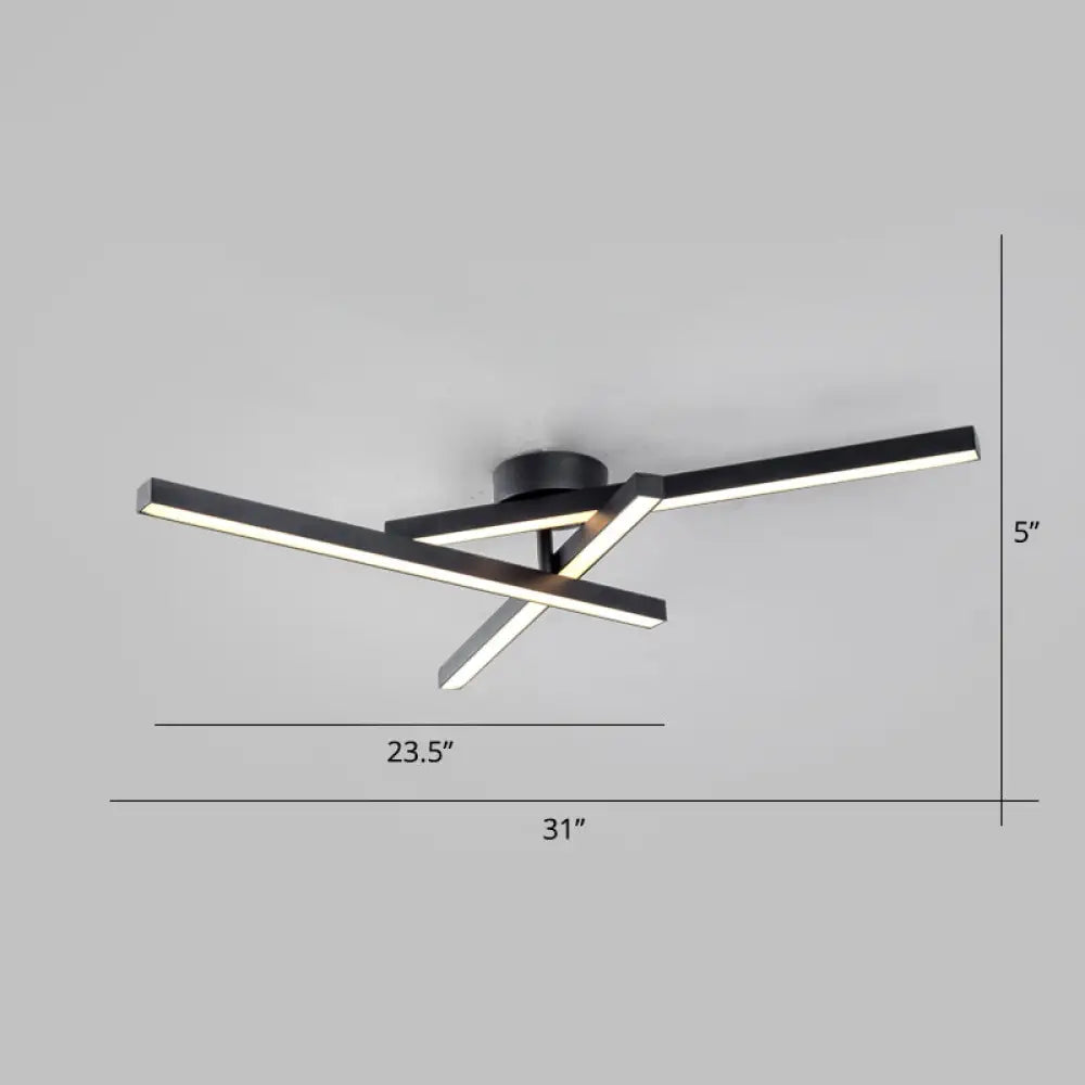 DecorBites™ DecorBites™ Sleek Aluminum Line Art Semi Mount LED Ceiling Light - Minimalist Metal Flush Fixture for Bedroom