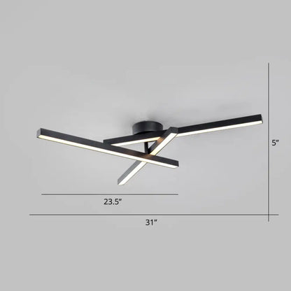 DecorBites™ DecorBites™ Sleek Aluminum Line Art Semi Mount LED Ceiling Light - Minimalist Metal Flush Fixture for Bedroom