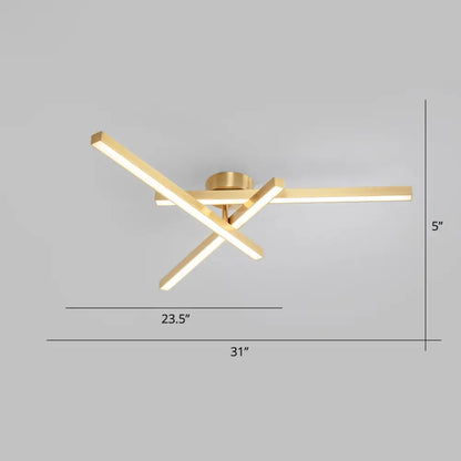 DecorBites™ DecorBites™ Sleek Aluminum Line Art Semi Mount LED Ceiling Light - Minimalist Metal Flush Fixture for Bedroom