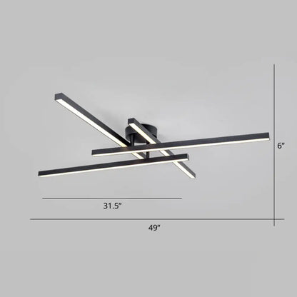 DecorBites™ DecorBites™ Sleek Aluminum Line Art Semi Mount LED Ceiling Light - Minimalist Metal Flush Fixture for Bedroom