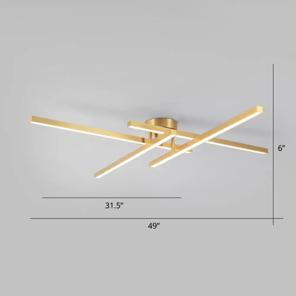 DecorBites™ DecorBites™ Sleek Aluminum Line Art Semi Mount LED Ceiling Light - Minimalist Metal Flush Fixture for Bedroom