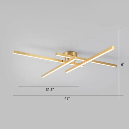 DecorBites™ DecorBites™ Sleek Aluminum Line Art Semi Mount LED Ceiling Light - Minimalist Metal Flush Fixture for Bedroom