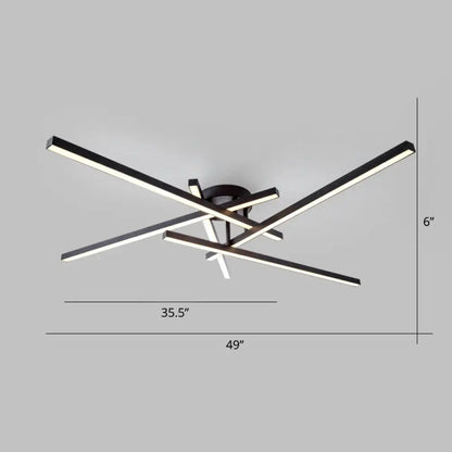 DecorBites™ DecorBites™ Sleek Aluminum Line Art Semi Mount LED Ceiling Light - Minimalist Metal Flush Fixture for Bedroom