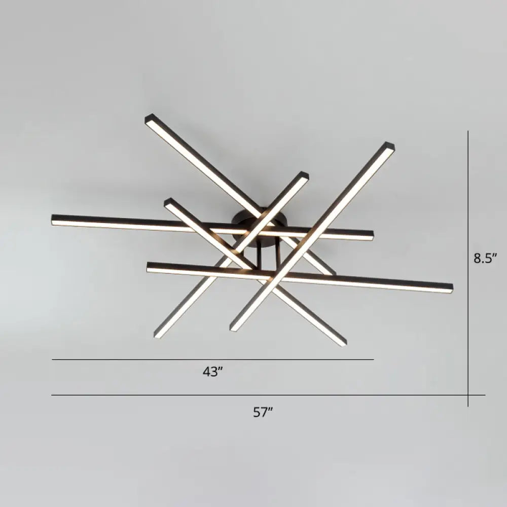 DecorBites™ DecorBites™ Sleek Aluminum Line Art Semi Mount LED Ceiling Light - Minimalist Metal Flush Fixture for Bedroom