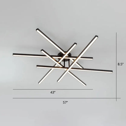 DecorBites™ DecorBites™ Sleek Aluminum Line Art Semi Mount LED Ceiling Light - Minimalist Metal Flush Fixture for Bedroom