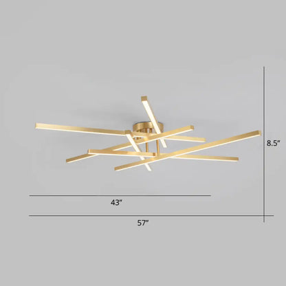 DecorBites™ DecorBites™ Sleek Aluminum Line Art Semi Mount LED Ceiling Light - Minimalist Metal Flush Fixture for Bedroom