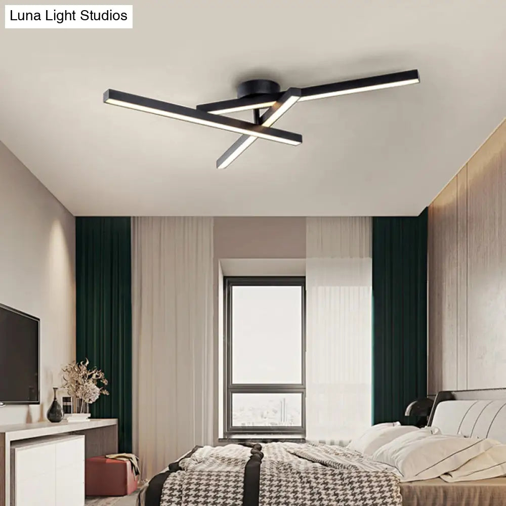 DecorBites™ DecorBites™ Sleek Aluminum Line Art Semi Mount LED Ceiling Light - Minimalist Metal Flush Fixture for Bedroom