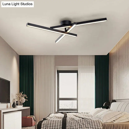 DecorBites™ DecorBites™ Sleek Aluminum Line Art Semi Mount LED Ceiling Light - Minimalist Metal Flush Fixture for Bedroom