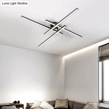 DecorBites™ DecorBites™ Sleek Aluminum Line Art Semi Mount LED Ceiling Light - Minimalist Metal Flush Fixture for Bedroom