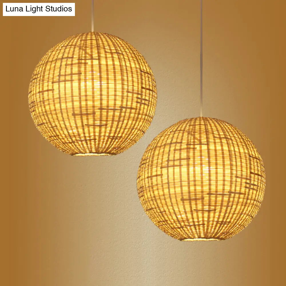 Sleek Bamboo Sphere Pendant Light Kit - 16"/19.5" Wide