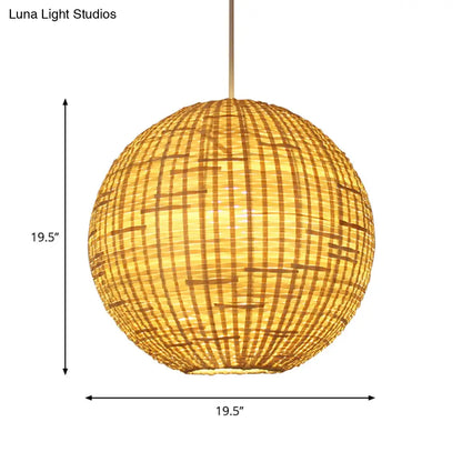 Sleek Bamboo Sphere Pendant Light Kit - 16"/19.5" Wide