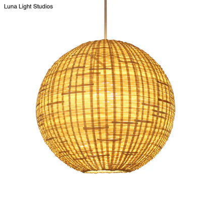 Sleek Bamboo Sphere Pendant Light Kit - 16"/19.5" Wide