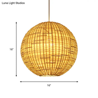 Sleek Bamboo Sphere Pendant Light Kit - 16"/19.5" Wide