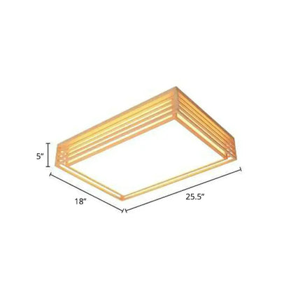 DecorBites™ DecorBites™ Sleek Beige LED Flush-Mount Wood Square Ceiling Light