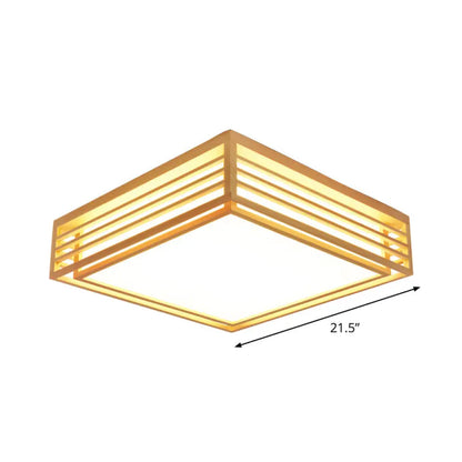 DecorBites™ DecorBites™ Sleek Beige LED Flush-Mount Wood Square Ceiling Light
