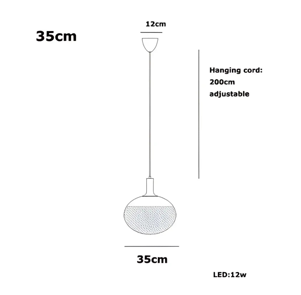 Sleek black and frosted glass cob led chandelier lighting with 35cm textured shade and 200cm adjustable hanging cord