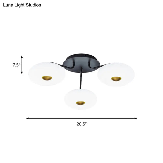 DecorBites™ DecorBites™ Sleek Black Branched Semi Flush Chandelier: Modern Metal Ceiling Light with Acrylic Shade, 3 Bulbs (White/3 Color Light)