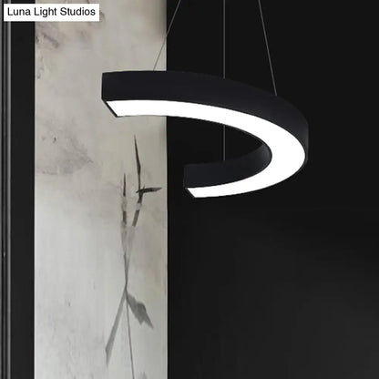Sleek Black Ceiling Chandelier with LED Lighting for Offices