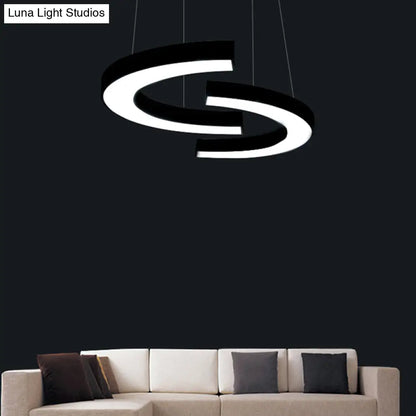 Sleek Black Ceiling Chandelier with LED Lighting for Offices