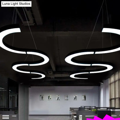 Sleek Black Ceiling Chandelier with LED Lighting for Offices