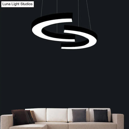 Sleek Black Ceiling Chandelier with LED Lighting for Offices