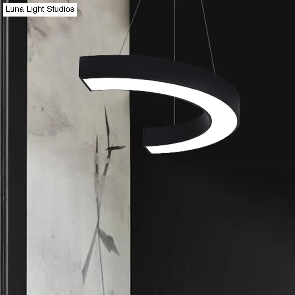 Sleek Black Ceiling Chandelier with LED Lighting for Offices