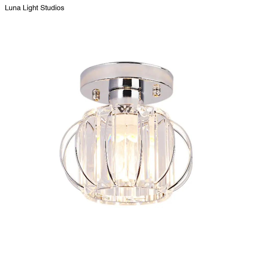 DecorBites™ DecorBites™ Sleek Black/Chrome Crystal Flush Mount Ceiling Lamp - Simplicity Corridor Lighting