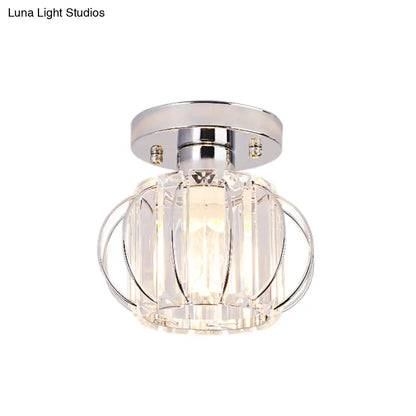 DecorBites™ DecorBites™ Sleek Black/Chrome Crystal Flush Mount Ceiling Lamp - Simplicity Corridor Lighting