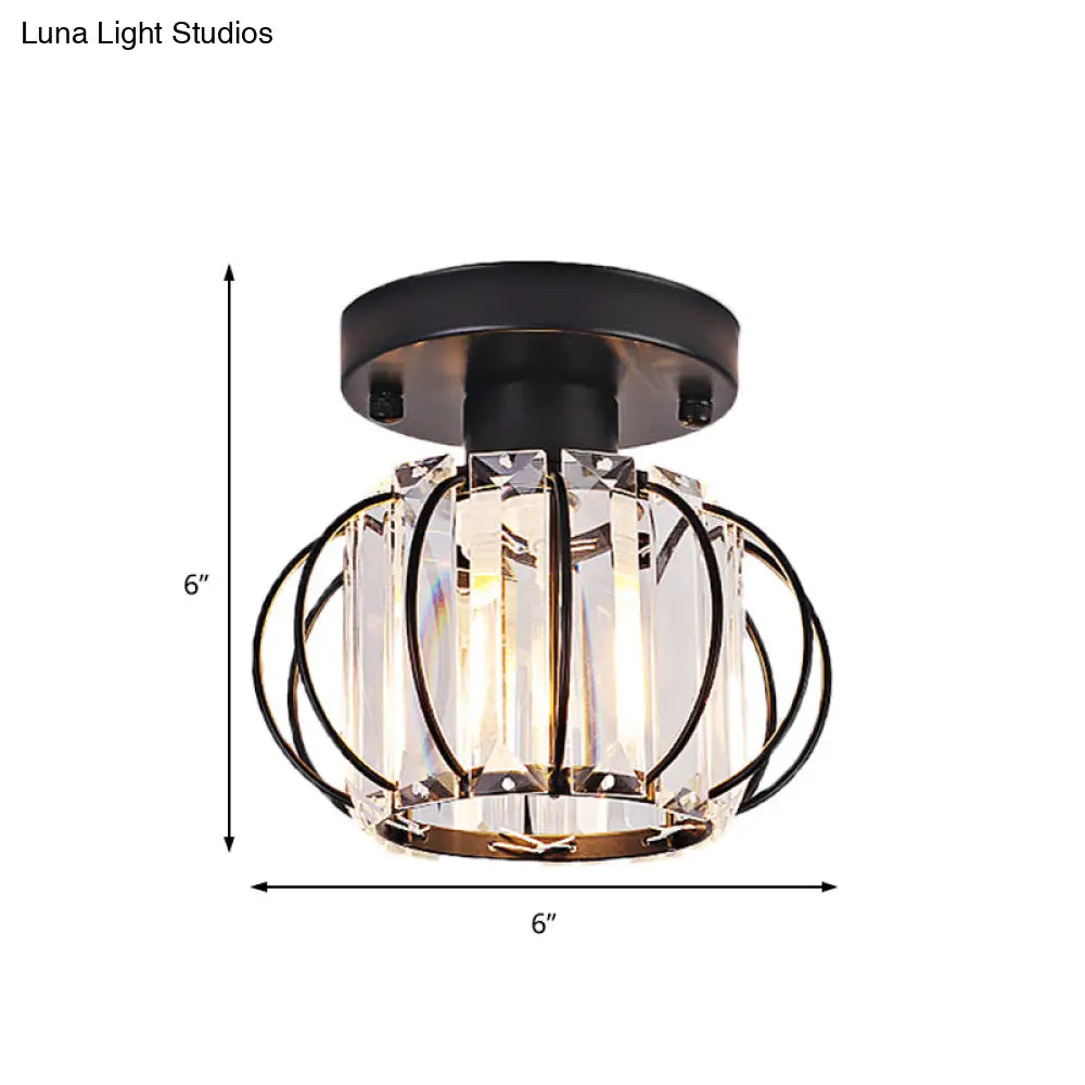 DecorBites™ DecorBites™ Sleek Black/Chrome Crystal Flush Mount Ceiling Lamp - Simplicity Corridor Lighting