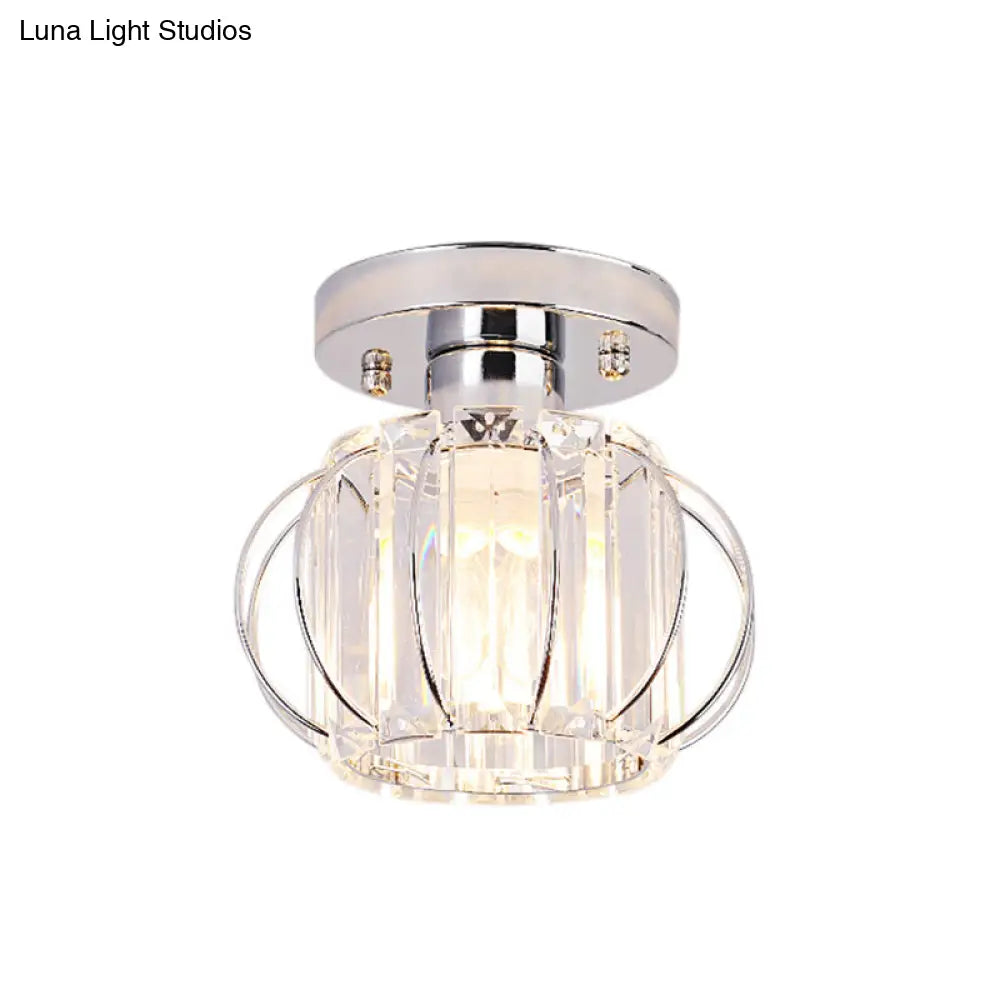 DecorBites™ DecorBites™ Sleek Black/Chrome Crystal Flush Mount Ceiling Lamp - Simplicity Corridor Lighting