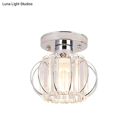 DecorBites™ DecorBites™ Sleek Black/Chrome Crystal Flush Mount Ceiling Lamp - Simplicity Corridor Lighting