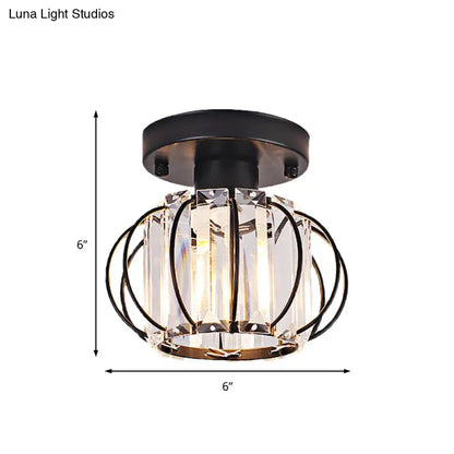 DecorBites™ DecorBites™ Sleek Black/Chrome Crystal Flush Mount Ceiling Lamp - Simplicity Corridor Lighting