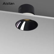 Sleek black glossy frameless led downlight with circular design for living room by decorbites recessed led downlight