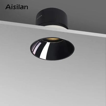 Sleek black glossy frameless led downlight with circular design for living room by decorbites recessed led downlight